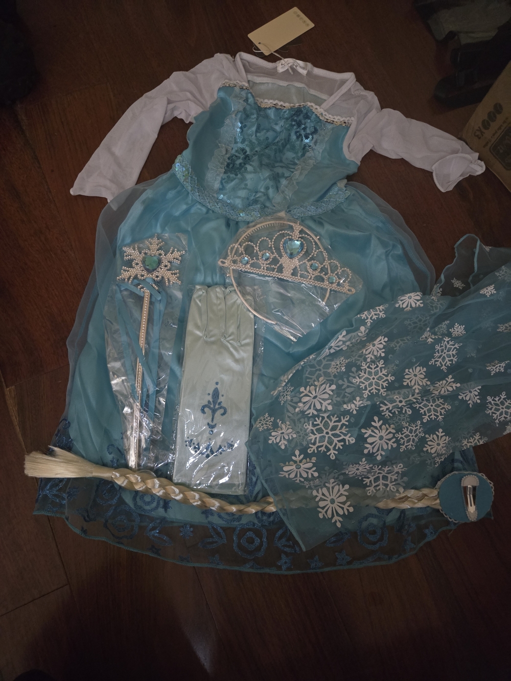 Blue Princess Snowflake Costume Dress with Tiara and Accessories Frozen Elsa